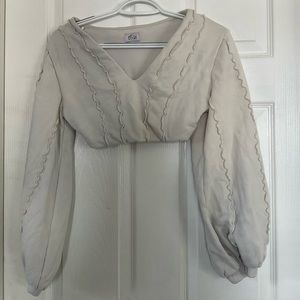 Oh Polly US 2 Cream Crop Top Long Sleeve